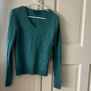 Ralph Lauren Women's V-Neck Teal Sweater